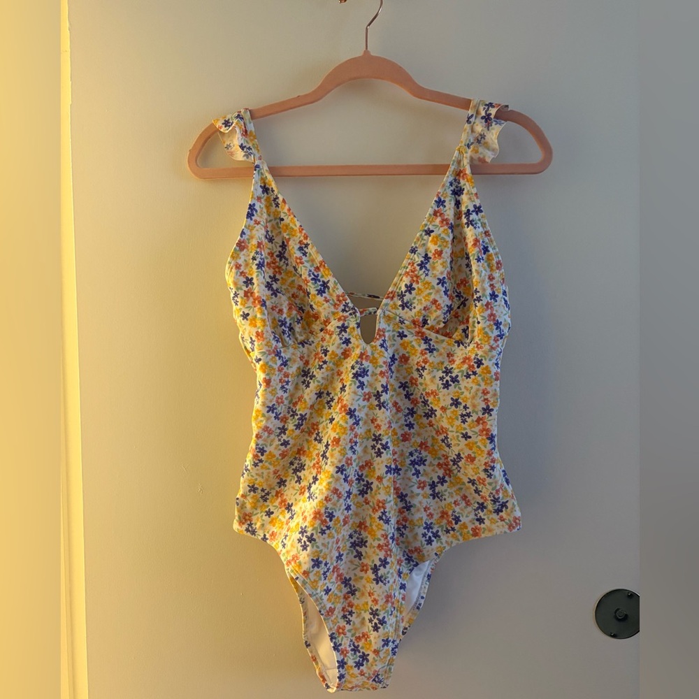 Shade & Shore Floral One Piece Swimsuit - Yellow and Blue